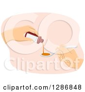Clipart Of A Caucasian Womans Hands Pouring Cough Syrup In A Spoon Royalty Free Vector Illustration