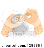 Clipart Of White Hands Forming A Heart In A Latte Royalty Free Vector Illustration