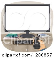 Poster, Art Print Of White Hand Pointing A Remote Control At A Television