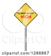 Poster, Art Print Of 3d Yellow Terrer Alert High Warning Sign On White