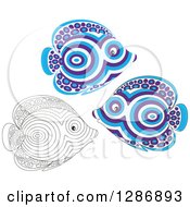 Poster, Art Print Of Blue And Purple And Black And White Patterned Marine Fish
