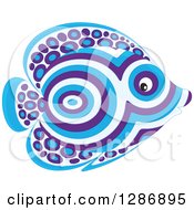 Poster, Art Print Of Blue And Purple Patterned Marine Fish Facing Right