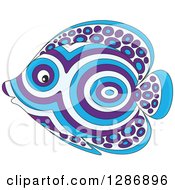 Blue And Purple Patterned Marine Fish Facing Left