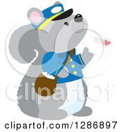 Cute Squirrel Postman Holding A Mail Envelope With A Love Heart