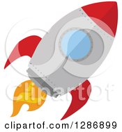 Poster, Art Print Of Modern Flat Design Of A Red And Metal Rocket