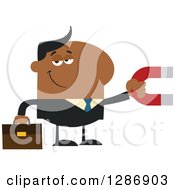Poster, Art Print Of Modern Flat Design Of A Black Businessman Holding A Magnet