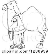 Poster, Art Print Of Black And White Man Standing By His Pet Camel