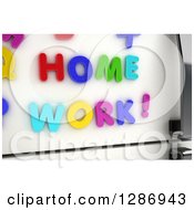 3d Colorful Magnets Spelling Out Home Work On A Refrigerator