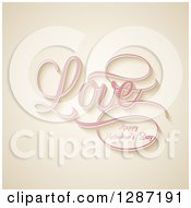 Clipart Of Pink Love Happy Valentines Day Text On Beige Royalty Free Vector Illustration