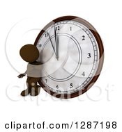 Poster, Art Print Of 3d Brown Man Checking His Watch And Leaning Against A New Year Clock Approaching Midnight