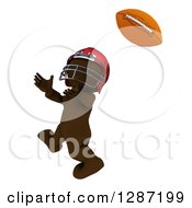 Poster, Art Print Of 3d Brown Man In A Red Helmet Catching A Football