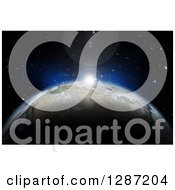 Clipart Of A 3d Star Shining Around Planet Earth Royalty Free Illustration