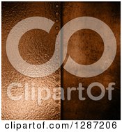 Poster, Art Print Of 3d Background Of Bronze Metal Plate Screwed Into Concrete