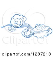 Clipart Of Swirly Blue Clouds And Wind Royalty Free Vector Illustration