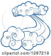 Clipart Of Swirly Blue Clouds And Wind 10 Royalty Free Vector Illustration