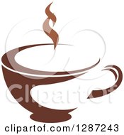 Poster, Art Print Of Two Toned Brown And White Steamy Coffee Cup