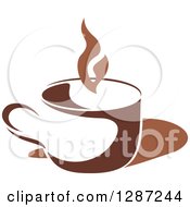 Poster, Art Print Of Two Toned Brown And White Steamy Coffee Cup 3