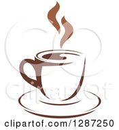 Poster, Art Print Of Two Toned Brown And White Steamy Coffee Cup On A Saucer 2