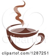 Poster, Art Print Of Two Toned Brown And White Steamy Coffee Cup 2