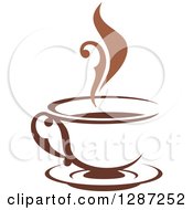 Poster, Art Print Of Two Toned Brown And White Steamy Coffee Cup On A Saucer 3