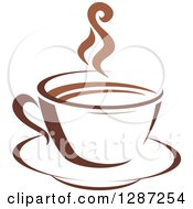 Poster, Art Print Of Two Toned Brown And White Steamy Coffee Cup On A Saucer 5