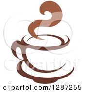Poster, Art Print Of Two Toned Brown And White Steamy Coffee Cup On A Saucer 6