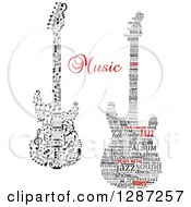 Poster, Art Print Of Electric Guitars Made Of Music Notes And A Tag Word Collage