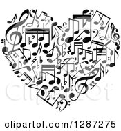 Poster, Art Print Of Black And White Music Note Heart