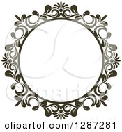 Clipart Of A Dark Brown Round Ornate Vintage Floral Frame 3 Royalty Free Vector Illustration