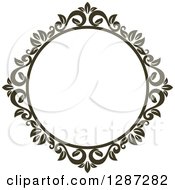 Clipart Of A Dark Brown Round Ornate Vintage Floral Frame 4 Royalty Free Vector Illustration