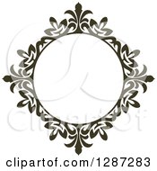 Clipart Of A Dark Brown Round Ornate Vintage Floral Frame 5 Royalty Free Vector Illustration
