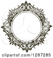 Clipart Of A Dark Brown Round Ornate Vintage Floral Frame 7 Royalty Free Vector Illustration