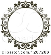 Clipart Of A Dark Brown Round Ornate Vintage Floral Frame 8 Royalty Free Vector Illustration