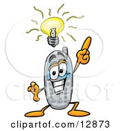 Clipart Picture Of A Wireless Cellular Telephone Mascot Cartoon Character With A Bright Idea by Toons4Biz
