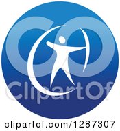 Clipart Of A Round Blue Spots Icon Of A White Male Athlete Archer Royalty Free Vector Illustration by Vector Tradition SM