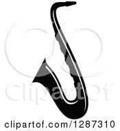 Clipart Of A Black And White Saxophone Royalty Free Vector Illustration