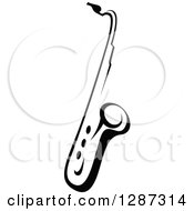 Clipart Of A Black And White Saxophone 2 Royalty Free Vector Illustration