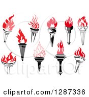 Clipart Of Black Torch With Red Flames 4 Royalty Free Vector Illustration