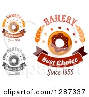 Clipart Of Bakery Best Choice Donut Designs With Wheat Royalty Free Vector Illustration