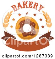 Poster, Art Print Of Bakery Donut Design With Wheat And A Blank Banner