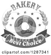 Poster, Art Print Of Grayscale Bakery Best Choice Donut Design With Wheat
