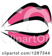 Clipart Of Sketched Black And Pink Feminine Lips 8 Royalty Free Vector Illustration