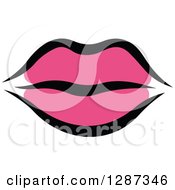Clipart Of Sketched Black And Pink Feminine Lips 6 Royalty Free Vector Illustration by Vector Tradition SM