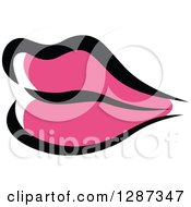 Clipart Of Sketched Black And Pink Feminine Lips 5 Royalty Free Vector Illustration