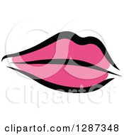 Poster, Art Print Of Sketched Black And Pink Feminine Lips 3