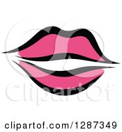 Clipart Of Sketched Black And Pink Feminine Lips 7 Royalty Free Vector Illustration