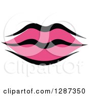 Clipart Of Sketched Black And Pink Feminine Lips 4 Royalty Free Vector Illustration