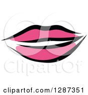 Clipart Of Sketched Black And Pink Feminine Lips 2 Royalty Free Vector Illustration