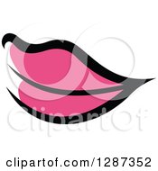 Poster, Art Print Of Sketched Black And Pink Feminine Lips