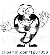 Poster, Art Print Of Grayscale Soccer Ball Number Nine Character Holding Up 9 Fingers